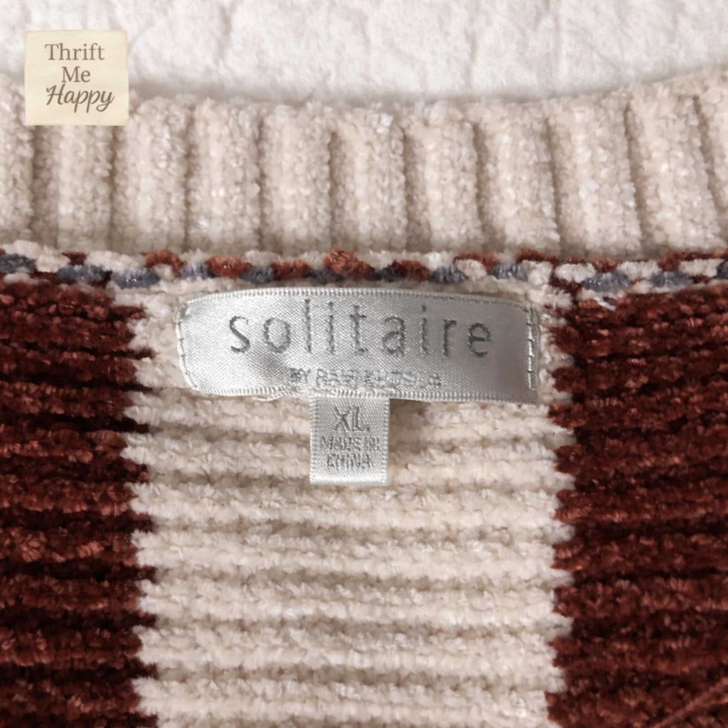 Solitaire by Ravi Khosla Women's striped Cardigan - Size XL - Chunky Knit