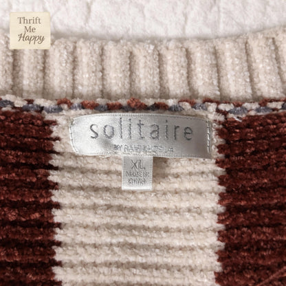 Solitaire by Ravi Khosla Women's striped Cardigan - Size XL - Chunky Knit