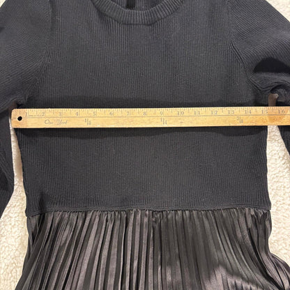 Nanette by Nanette Lepore Pleated Sweater Dress Holiday Glam Modest Size M Black