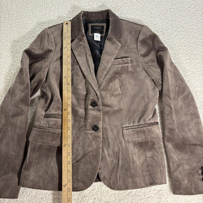 J. Crew Velvet Schoolboy 2 Button Blazer SZ 6 Workwear Classic Preppy Taupe