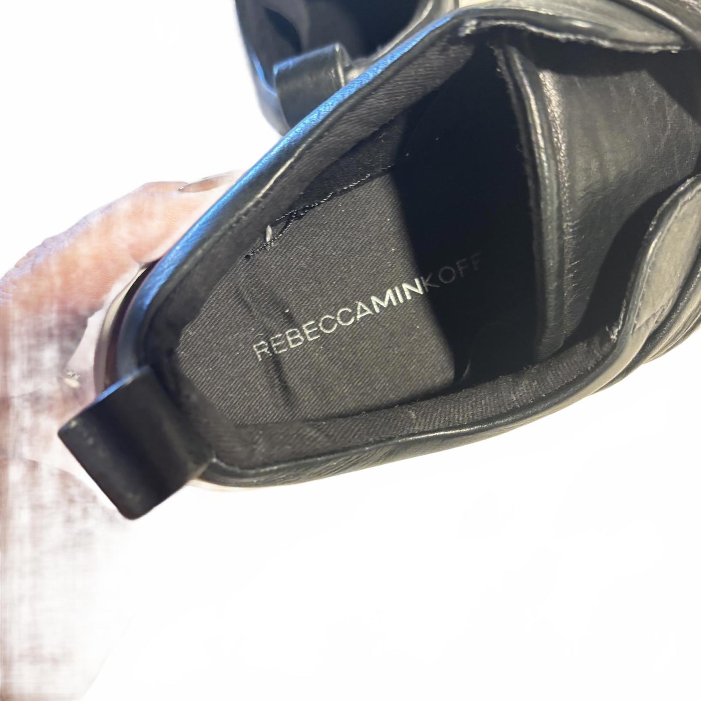 Rebecca Minkoff Nicole Leather Knotted Platform Sneakers Black Women's Size 6