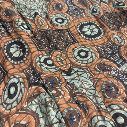 H&M 100% Viscose Maxi Long Sleeve Modest Dress - Tribal, Mosaic Pattern size 10