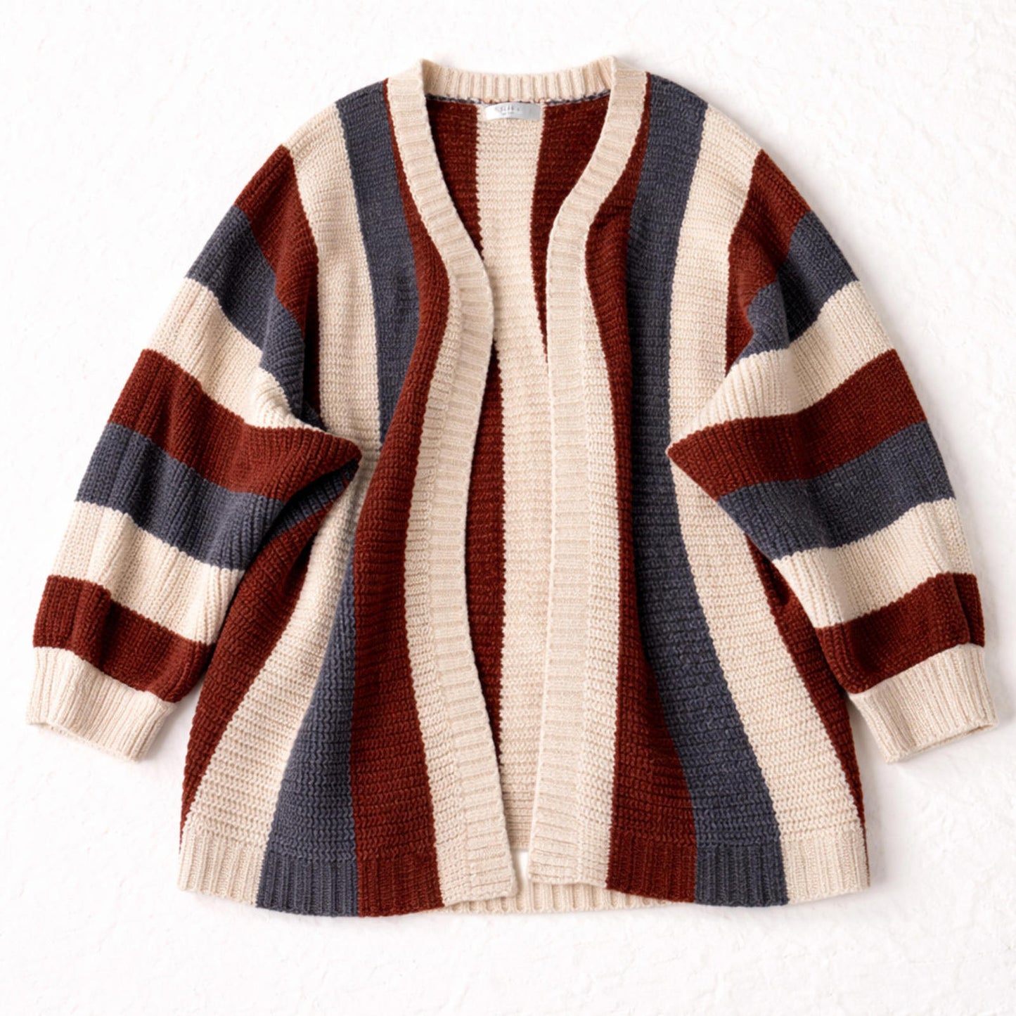 Solitaire by Ravi Khosla Women's striped Cardigan - Size XL - Chunky Knit