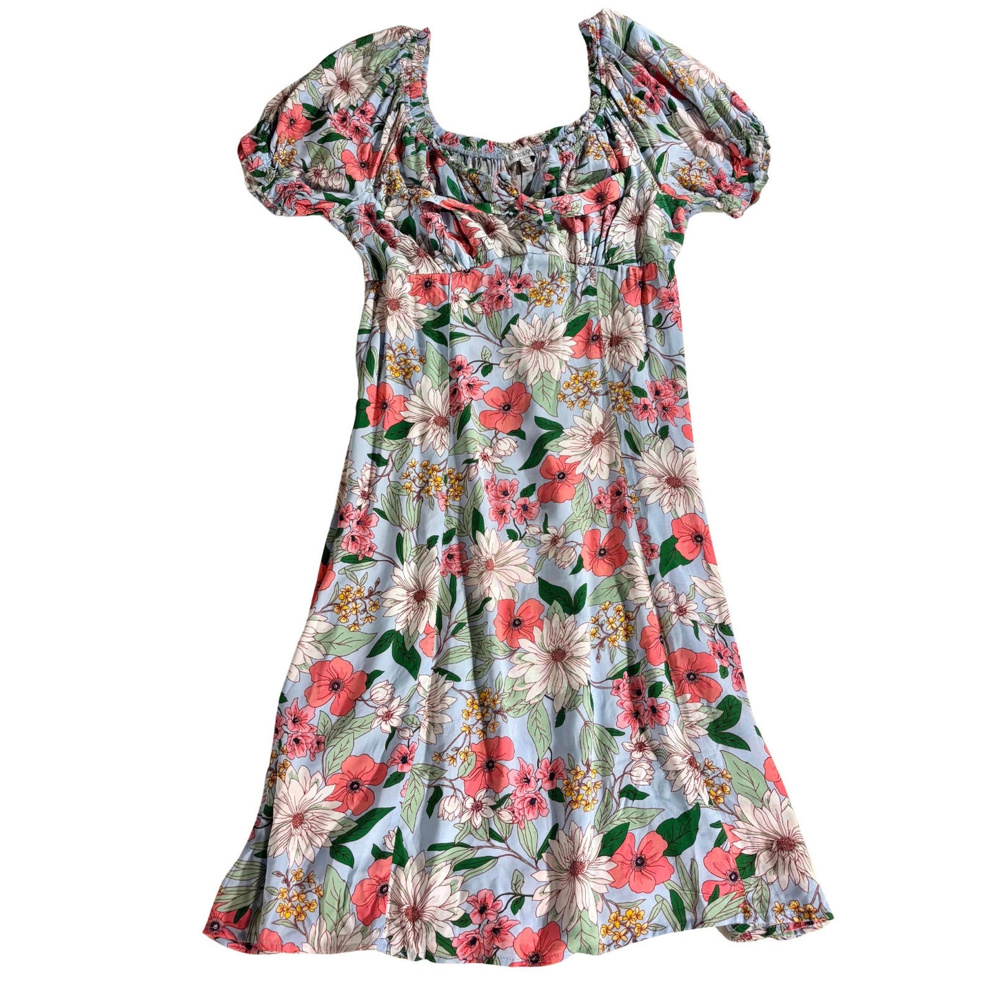 Luxology Bold Floral Summer Beach Dress - Size Large - Blue and Pink