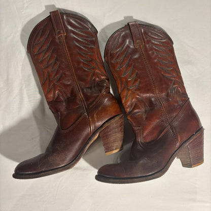 Women's Dingo Vintage Dark Rust/Brown Cowboy Western Boots Size 9.5 M