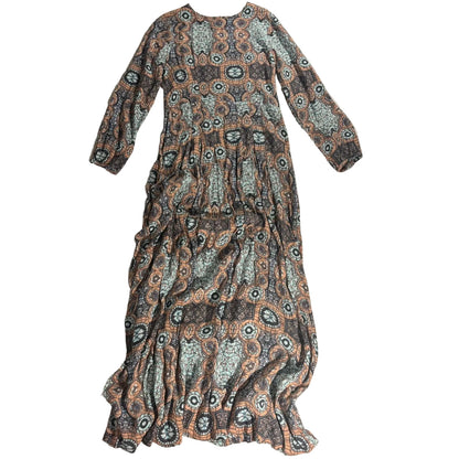 H&M 100% Viscose Maxi Long Sleeve Modest Dress - Tribal, Mosaic Pattern size 10