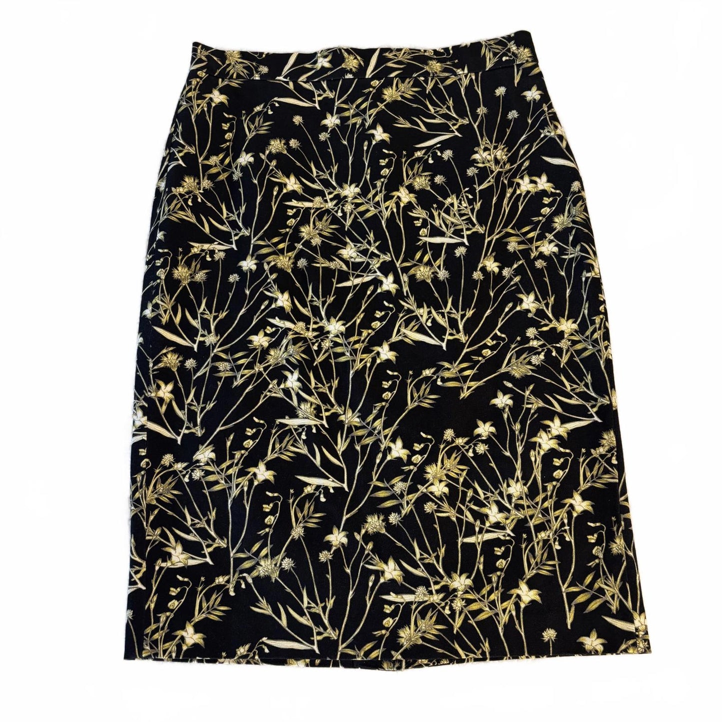 Banana Republic Women's Stretch Pencil Skirt Yellow Floral Print, Size 6 Office
