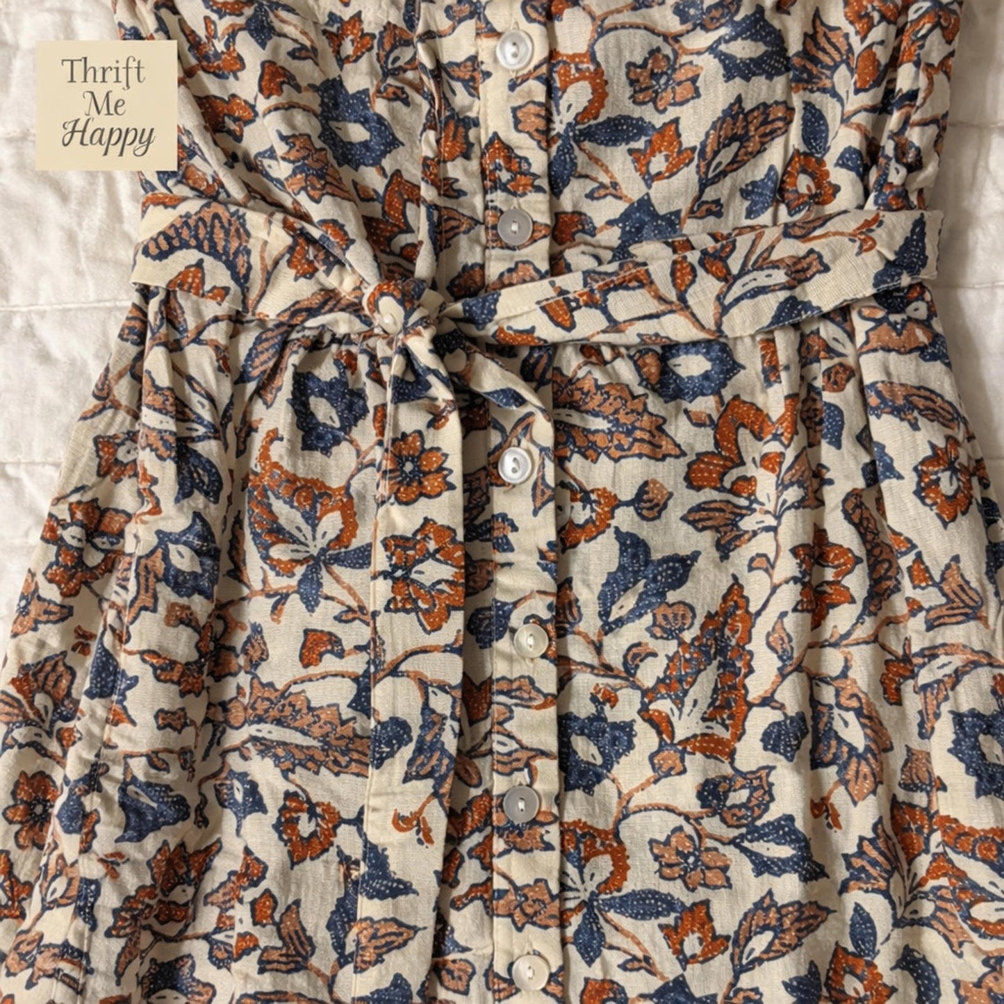 Faherty Women's Linen Tie Front Dress - Balloon Sleeves - Size XS - Floral