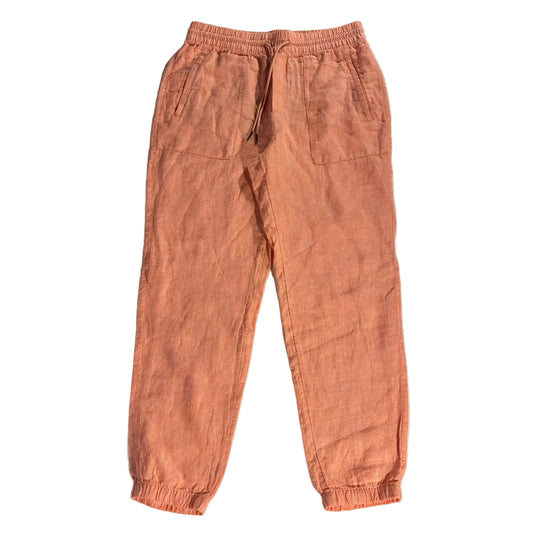 Athleta Retreat Linen Pant Soft Persimmon Coral Jogger Pockets Size 8 Excellent