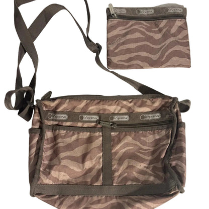 LeSportSac Everyday Expandable Crossbody Shoulder Bag Purse w/ Pouch Zebra print