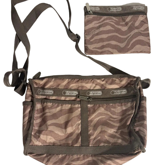 LeSportSac Everyday Expandable Crossbody Shoulder Bag Purse w/ Pouch Zebra print