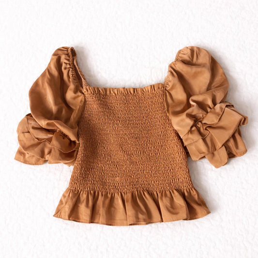 Linen Rose Boutique Women's Top EUC - Size Medium - Copper Puff Sleeve