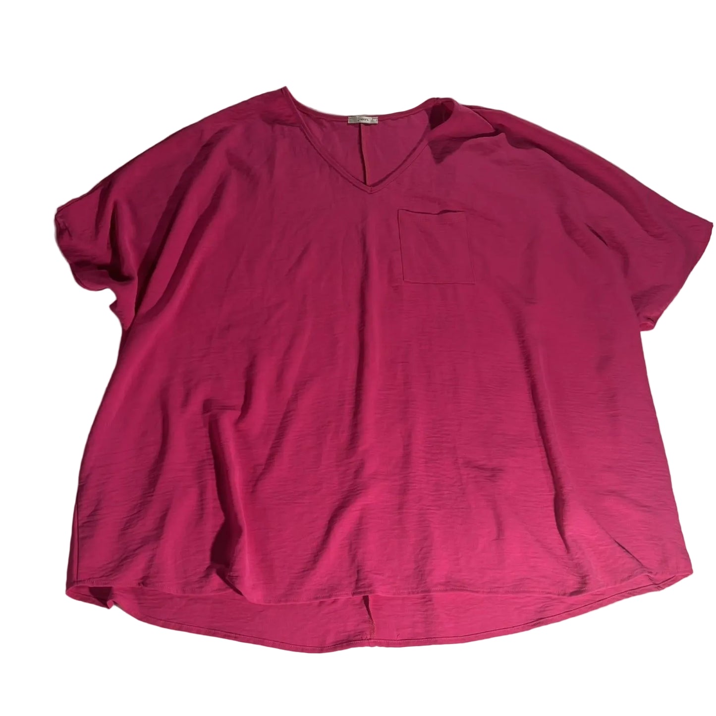 JODIFL Women’s Size 3X Veck Tunic Swing Blouse Short Sleeve Pink Valentines