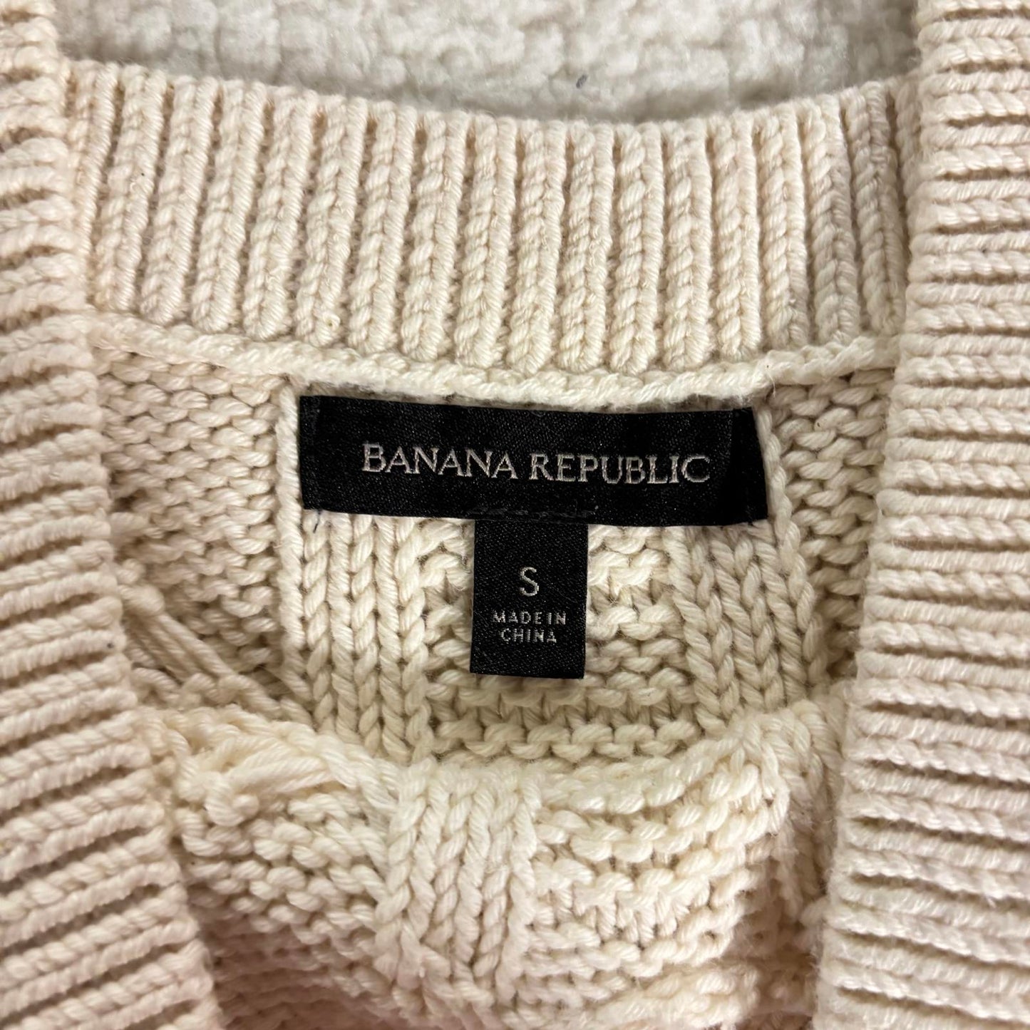 Banana Republic Sweater Tank Top Womens Small Cream Cable Knit 100% Cotton EUC