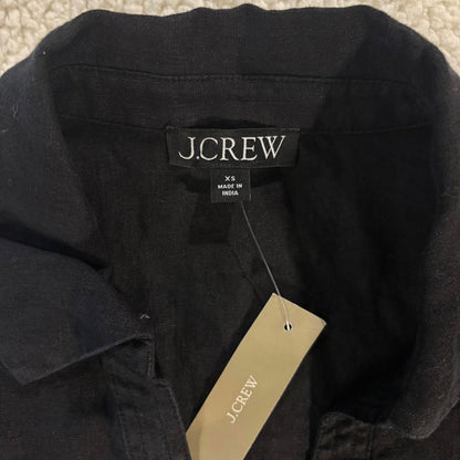 J. Crew Women's Tunic Shirt-Dress Short Sleeve 100% Linen Black XS NWT Preppy