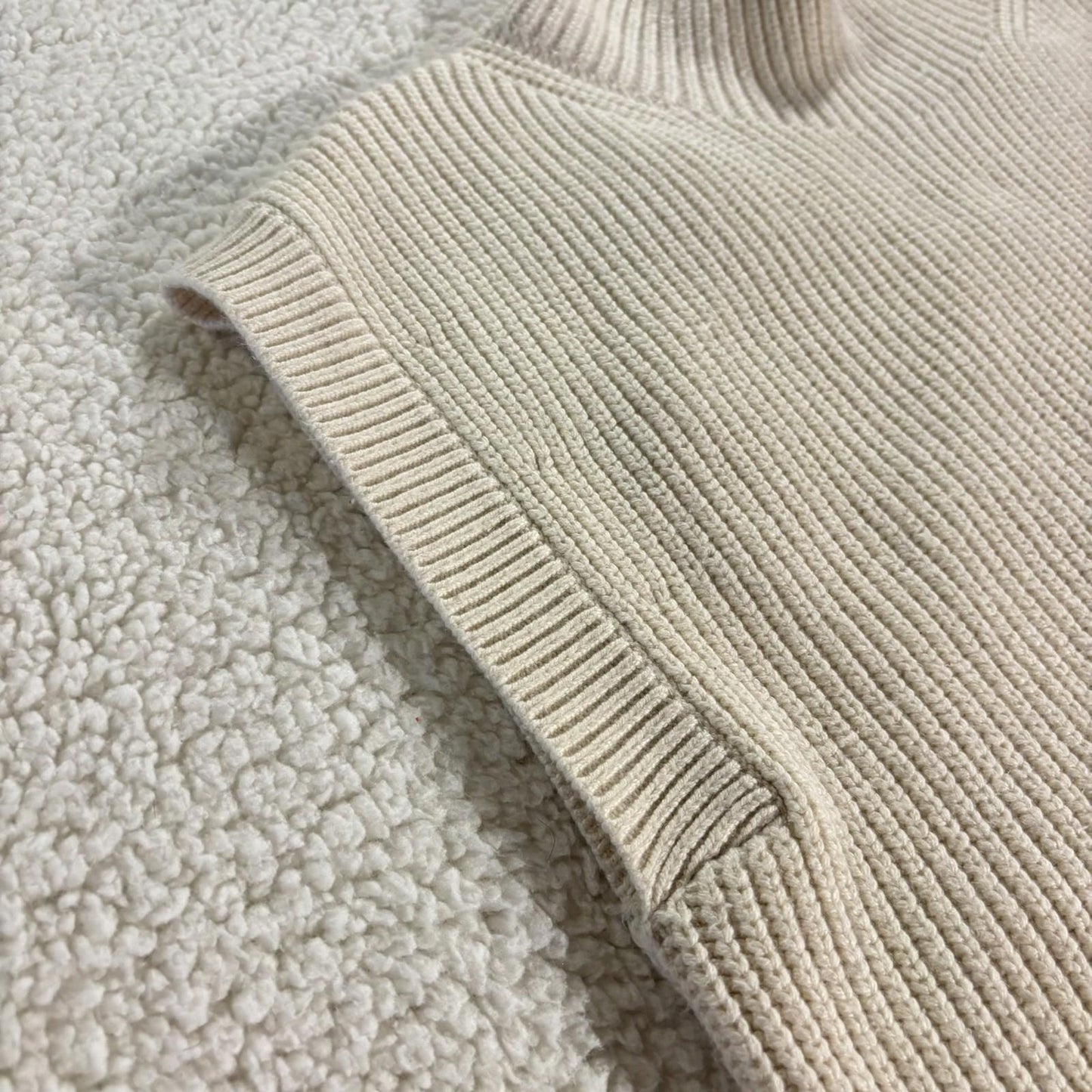 Banana Republic Cream Ribbed Cotton Blend Mock Neck Tunic Sweater Medium Classic