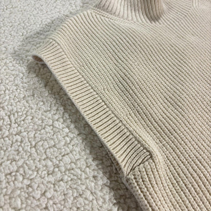 Banana Republic Cream Ribbed Cotton Blend Mock Neck Tunic Sweater Medium Classic