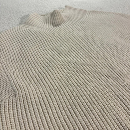 Banana Republic Cream Ribbed Cotton Blend Mock Neck Tunic Sweater Medium Classic