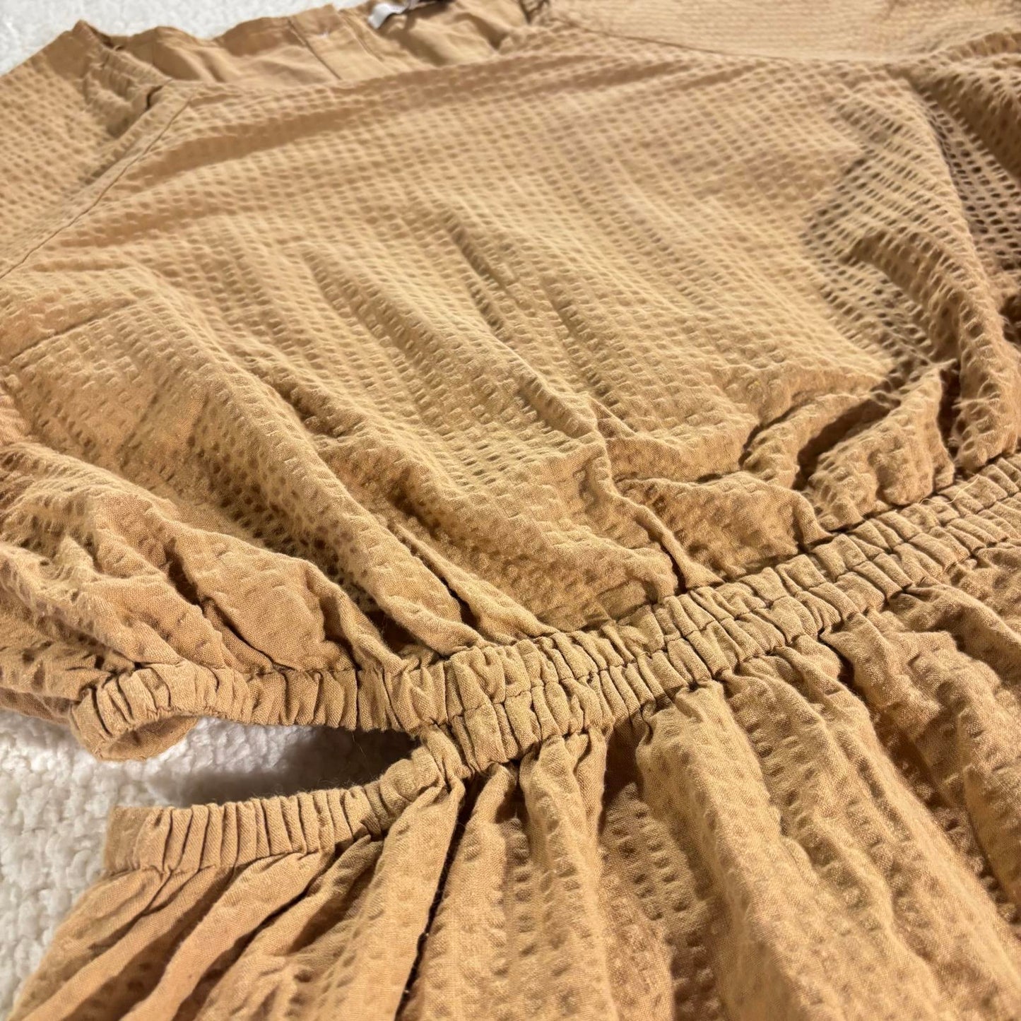 Madewell Seersucker Puff Short Sleeve Cutout Mini Peasant Dress Size XXL Women's