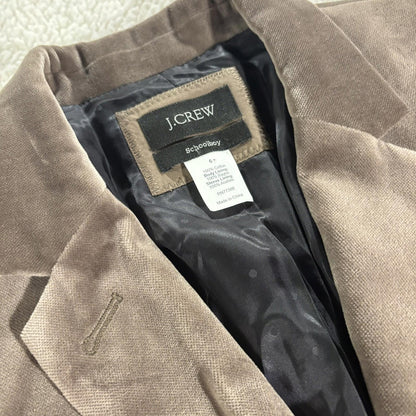J. Crew Velvet Schoolboy 2 Button Blazer SZ 6 Workwear Classic Preppy Taupe