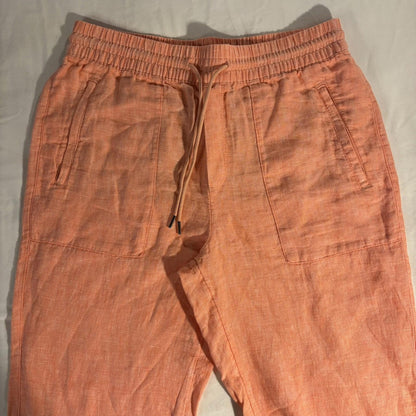 Athleta Retreat Linen Pant Soft Persimmon Coral Jogger Pockets Size 8 Excellent