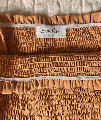 Linen Rose Boutique Women's Top EUC - Size Medium - Copper Puff Sleeve