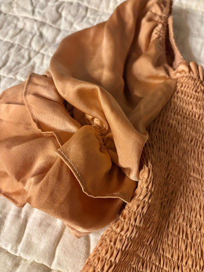 Linen Rose Boutique Women's Top EUC - Size Medium - Copper Puff Sleeve