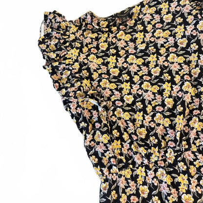 Banana Republic Flutter Sleeve Shift Dress Womens XS Floral Midi Fairy Cottage