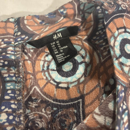 H&M 100% Viscose Maxi Long Sleeve Modest Dress - Tribal, Mosaic Pattern size 10