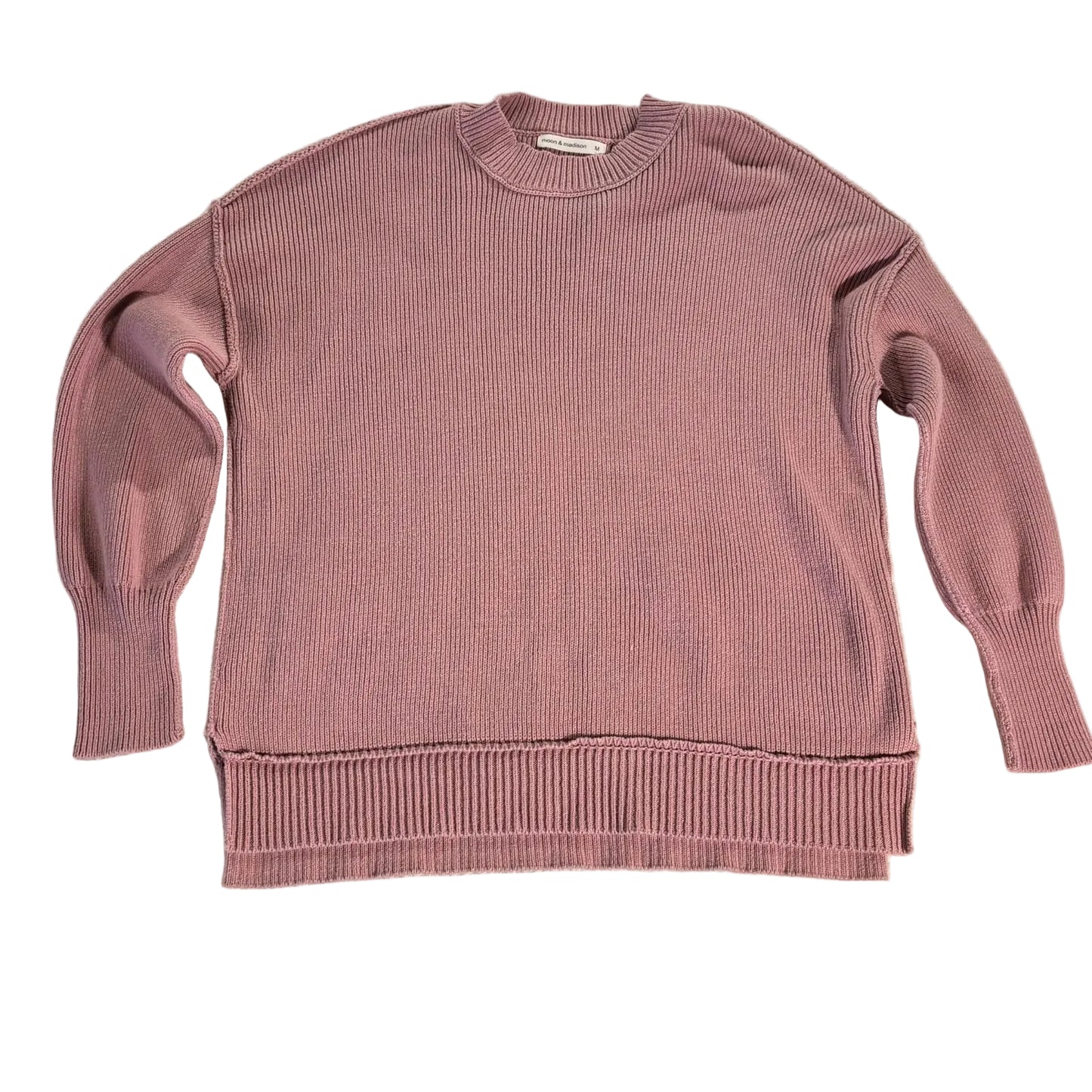 Moon & Madison Pink Knit Sweater Size Medium Cozy Modest EUC