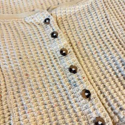 Urban Outfitters Out From Under Cream Confetti Waffle Cropped Top S Long Sleeve