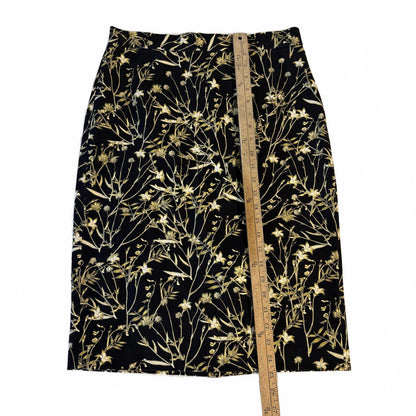 Banana Republic Women's Stretch Pencil Skirt Yellow Floral Print, Size 6 Office