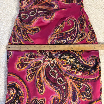 Lauren Ralph Lauren Dress Womens 6P Fuchsia Sleeveless Ruched Sheath Paisley