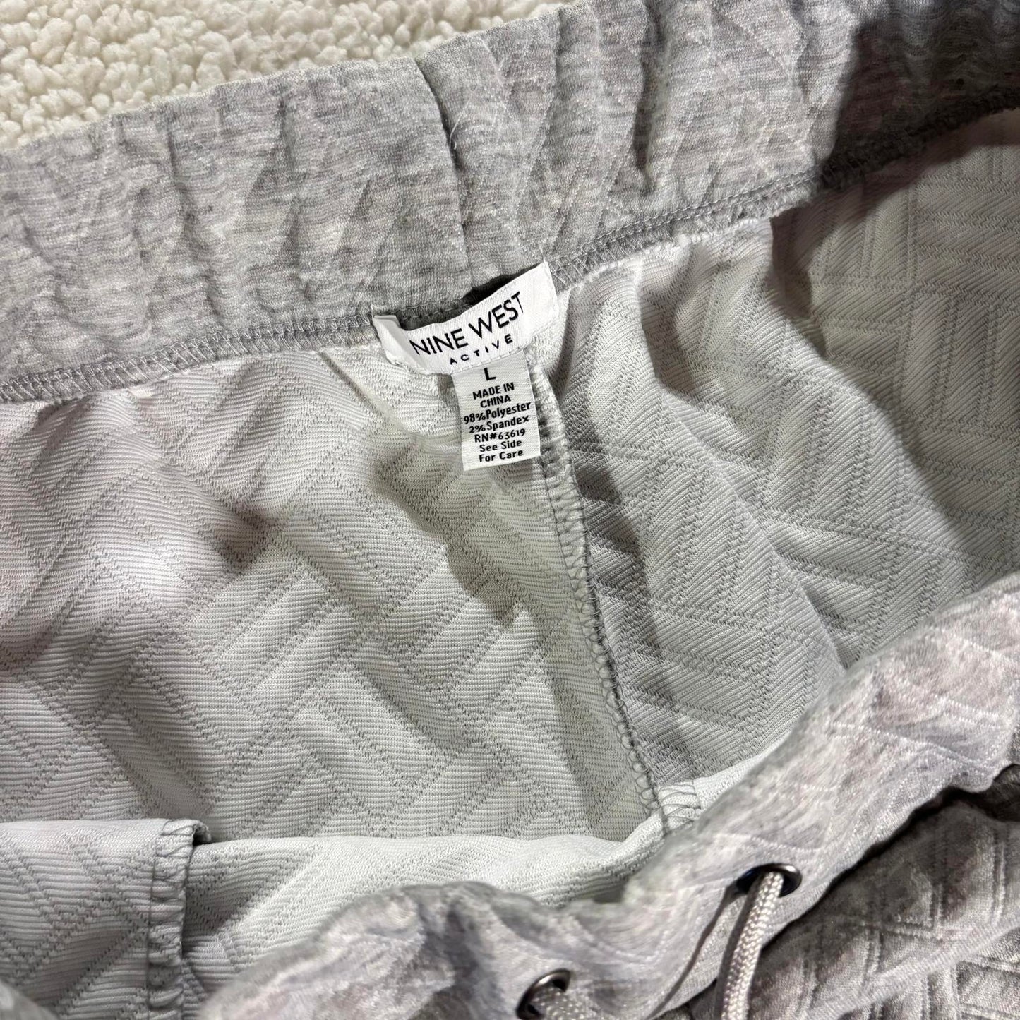 Nine West Women’s Active Quilted Joggers, Drawstring, Athleisure, Gray, Large