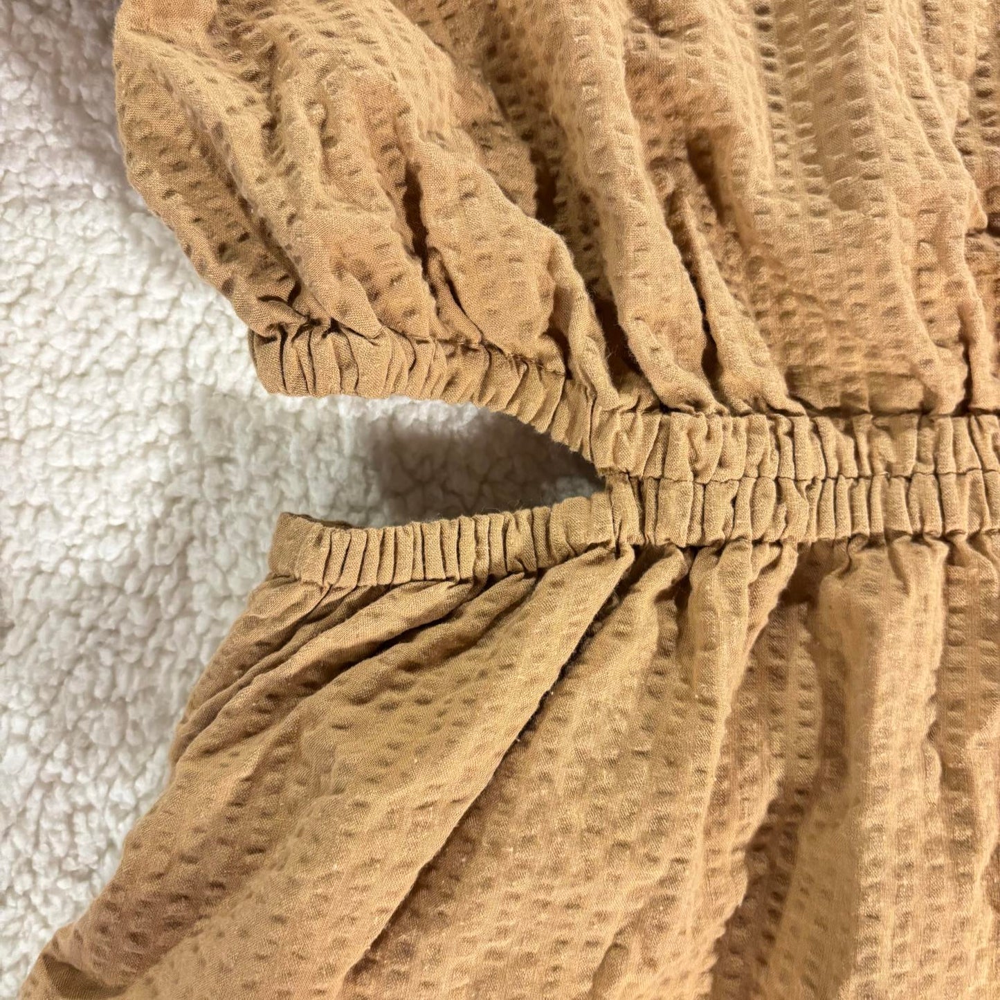 Madewell Seersucker Puff Short Sleeve Cutout Mini Peasant Dress Size XXL Women's