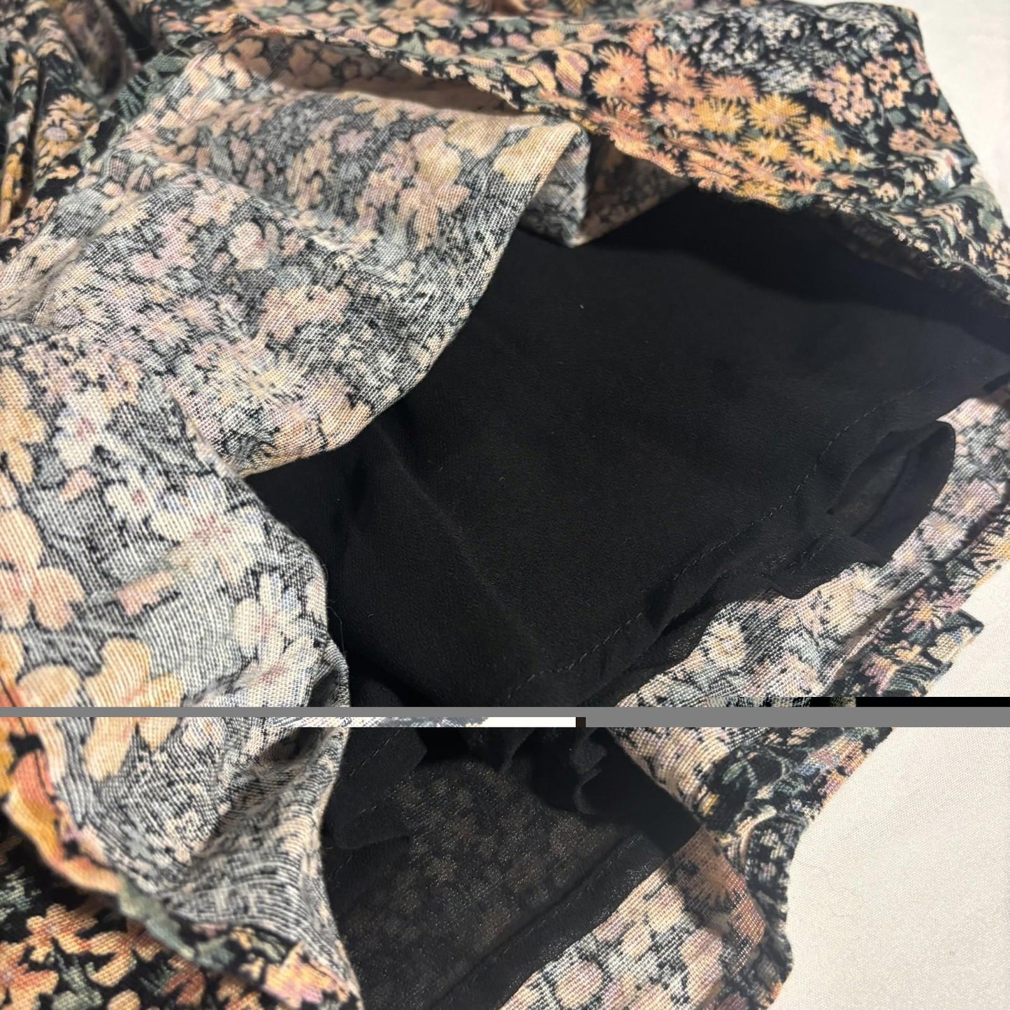 American Eagle Linen Ditsy Floral Mini Skirt A-Line Girly Black Pink Size XS