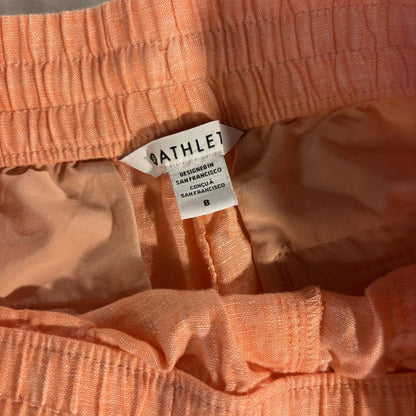 Athleta Retreat Linen Pant Soft Persimmon Coral Jogger Pockets Size 8 Excellent
