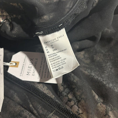 American Eagle Linen Ditsy Floral Mini Skirt A-Line Girly Black Pink Size XS