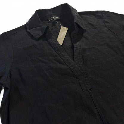 J. Crew Women's Tunic Shirt-Dress Short Sleeve 100% Linen Black XS NWT Preppy