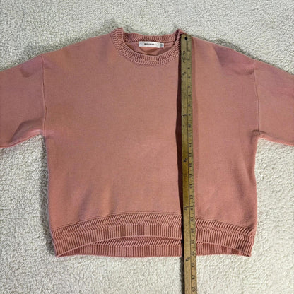 Moussy Cropped Pink Sweater One Size 3/4 Sleeve Classic Cozy Preppy