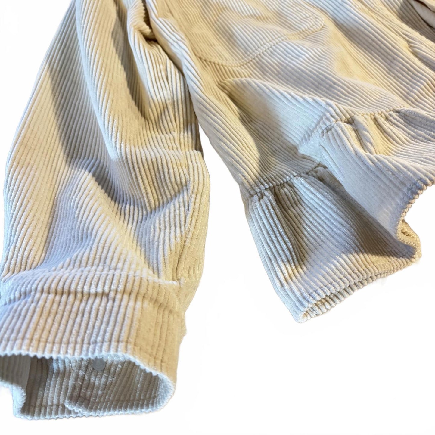 Jodifl Womens Cotton Blend Cream Corduroy Collared Shacket Size L Ruffles