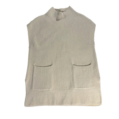 Banana Republic Cream Ribbed Cotton Blend Mock Neck Tunic Sweater Medium Classic