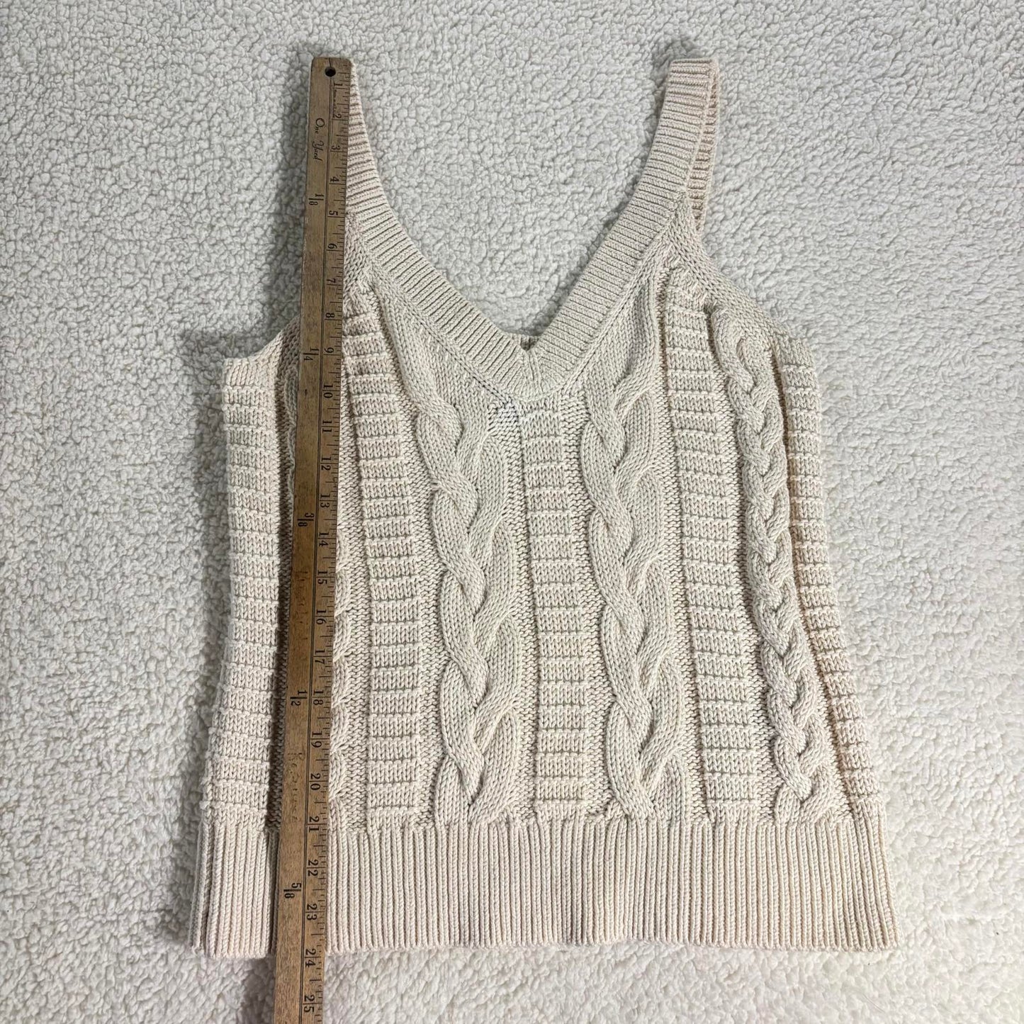 Banana Republic Sweater Tank Top Womens Small Cream Cable Knit 100% Cotton EUC