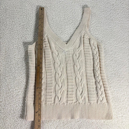 Banana Republic Sweater Tank Top Womens Small Cream Cable Knit 100% Cotton EUC