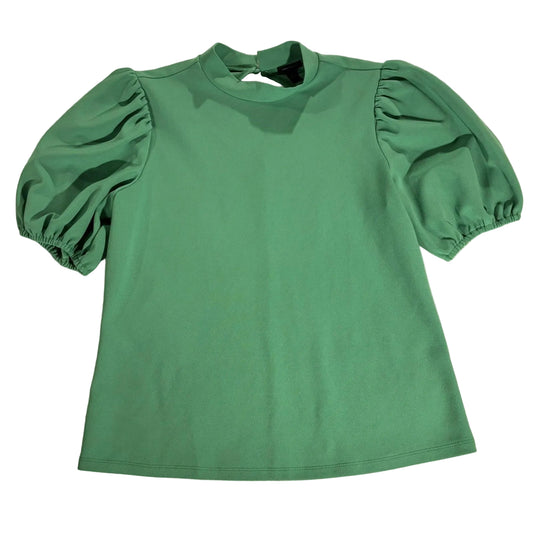 Ann Taylor Puff Sleeve Green Top Blouse Size M EUC Workwear Classic Preppy