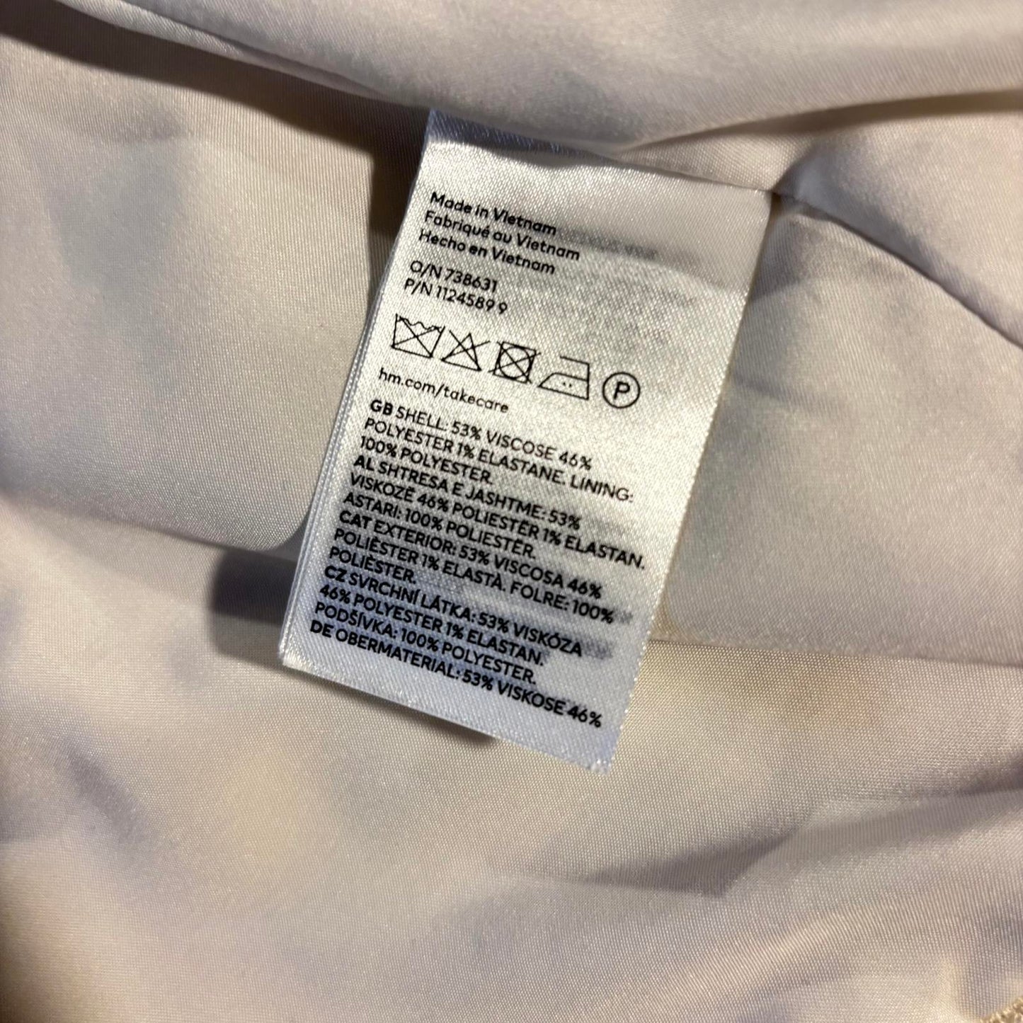 Women's H&M Tan/Cream 3/4-Sleeve Woven Open Front Blazer Size XL Preppy