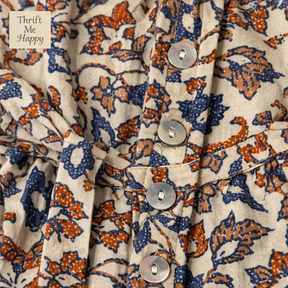 Faherty Women's Linen Tie Front Dress - Balloon Sleeves - Size XS - Floral