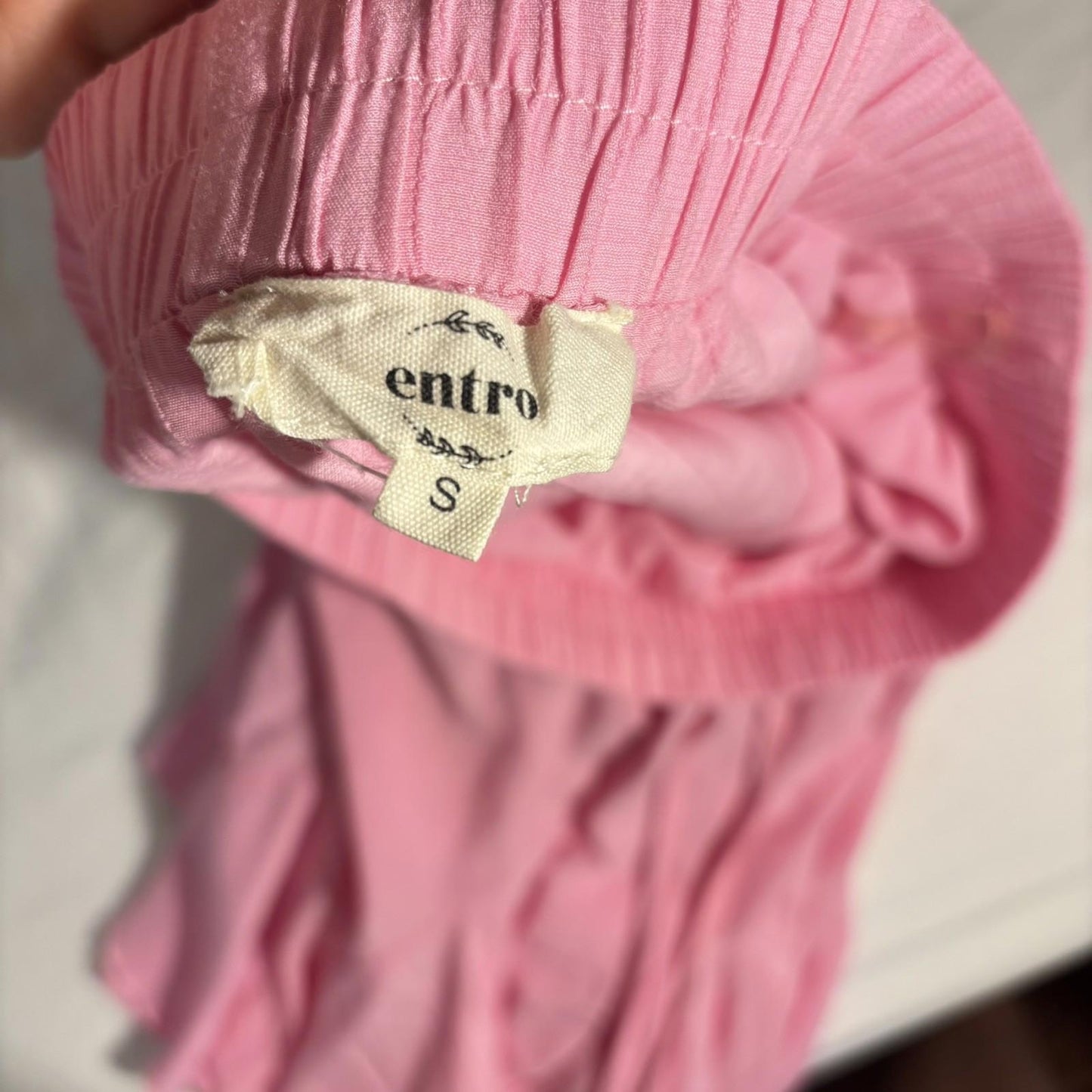 Boho Style Entro Ruffle Mini Skirt With Shorts Women Size S Pink