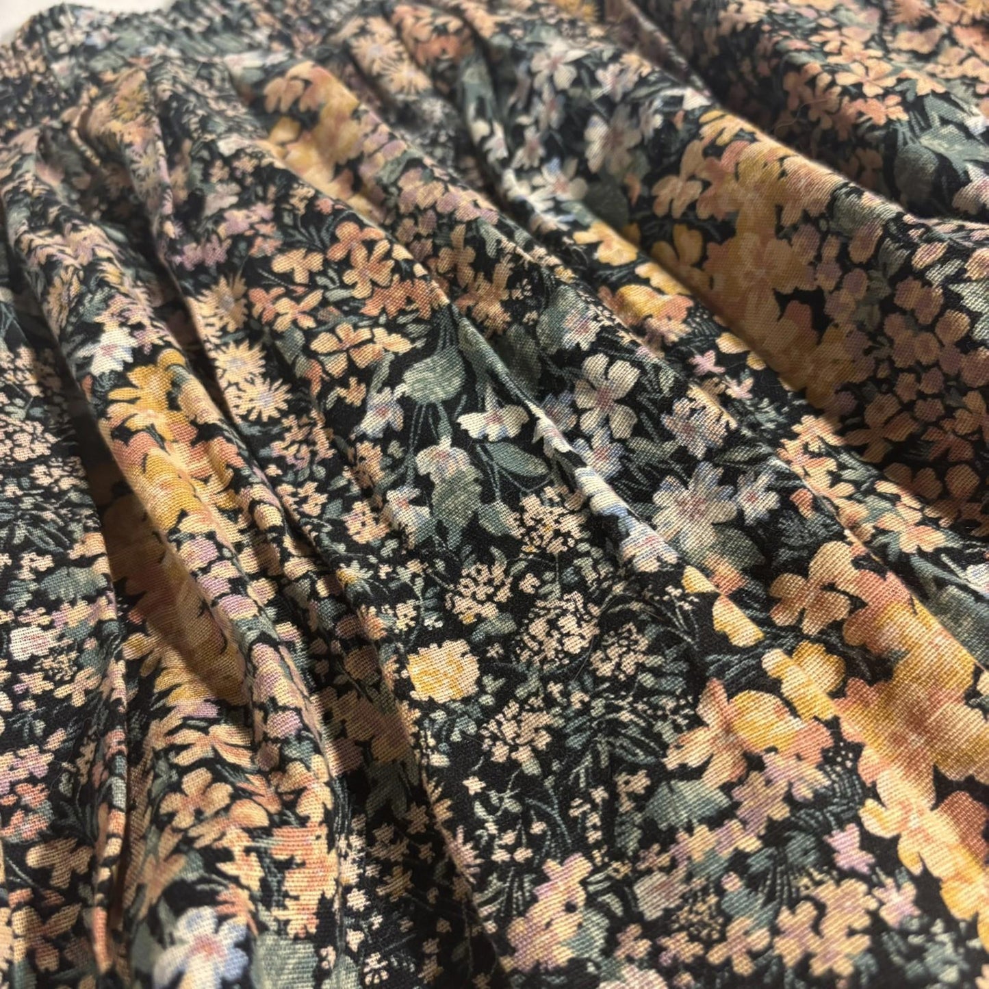 American Eagle Linen Ditsy Floral Mini Skirt A-Line Girly Black Pink Size XS