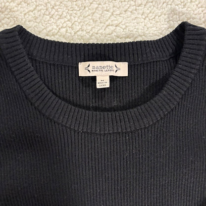 Nanette by Nanette Lepore Pleated Sweater Dress Holiday Glam Modest Size M Black